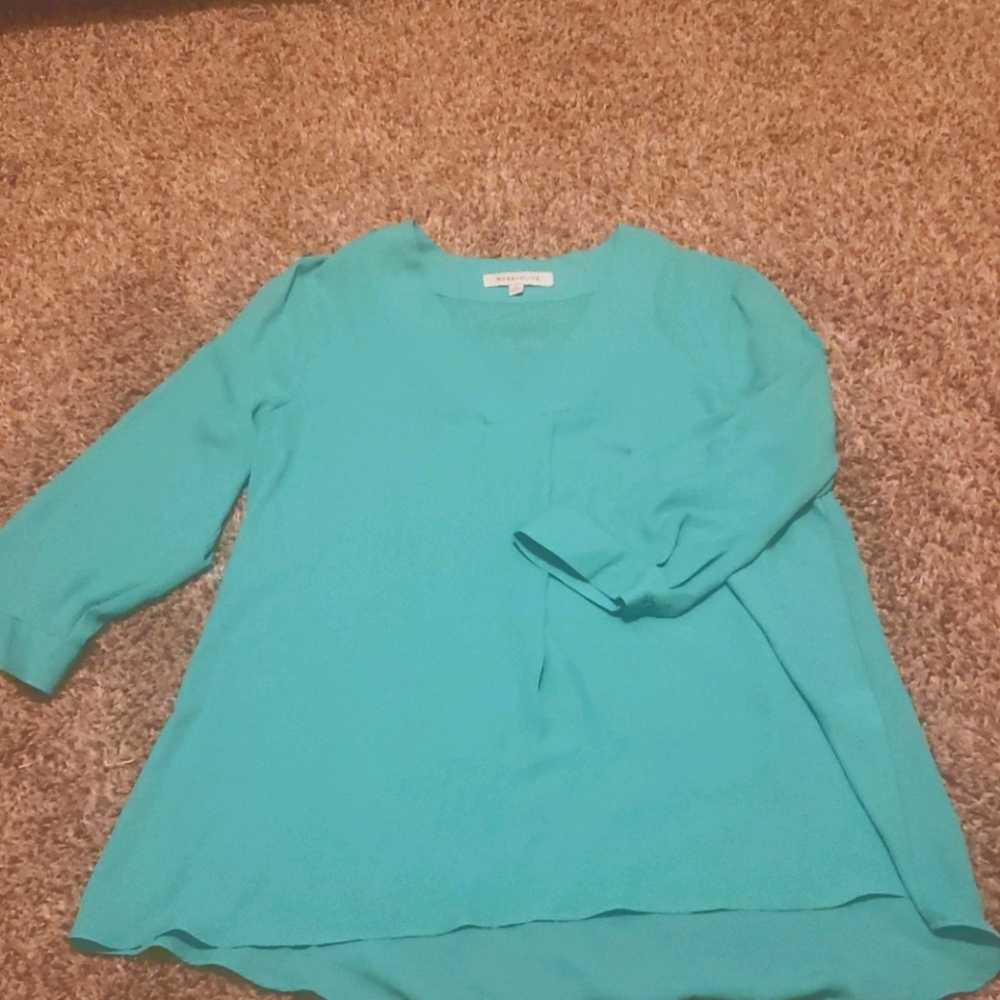 Teal, 3/4 sleeve dress shirt
